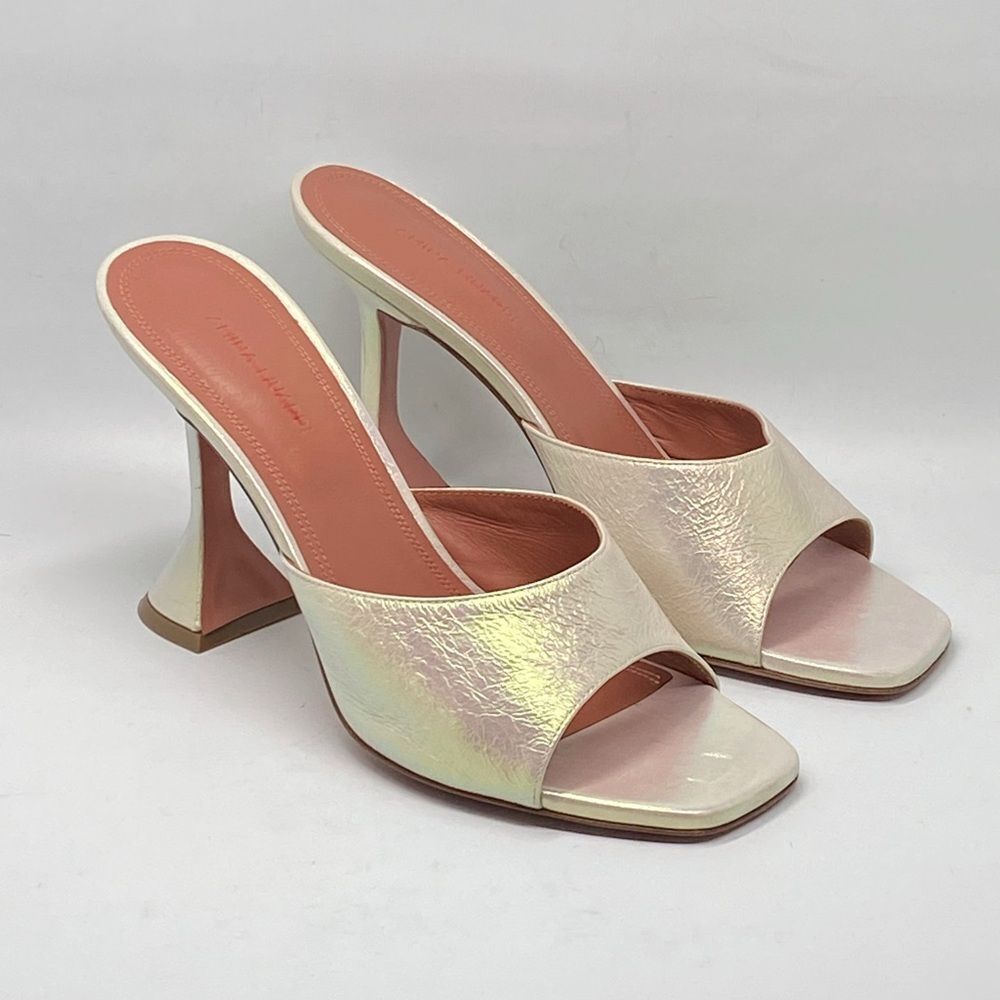 Amina Muaddi Lupita Holographic Leather Mule size 39